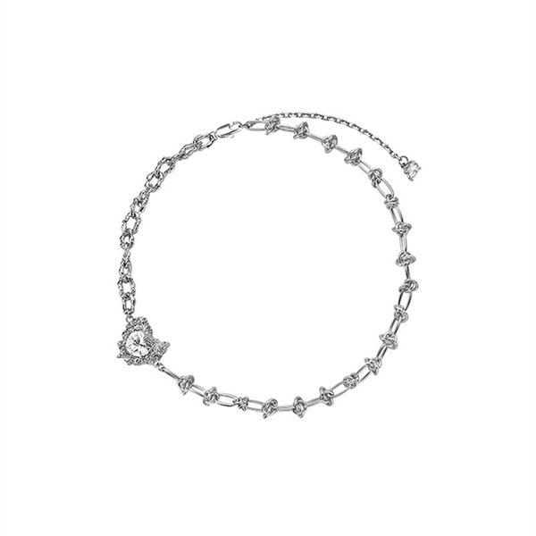 original design love zircon lava texture rope knot chain stitching pendant necklace fashion personality jewelry accessories, Silver
original design love zircon lava texture rope knot chain stitching pendant necklace fashion personality jewelry accessories, Silver