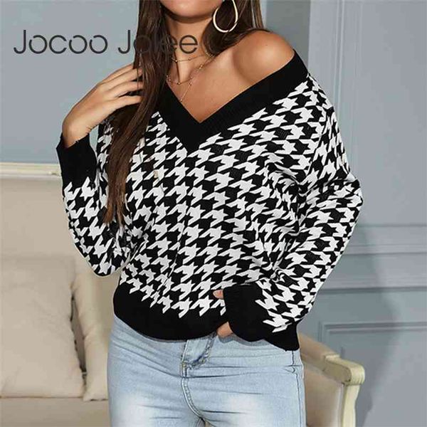 v neck houndstooth sweater casual simple wild loose pullovers women winter geometry print knitting jumpers 210416, White;black
v neck houndstooth sweater casual simple wild loose pullovers women winter geometry print knitting jumpers 210416, White;black