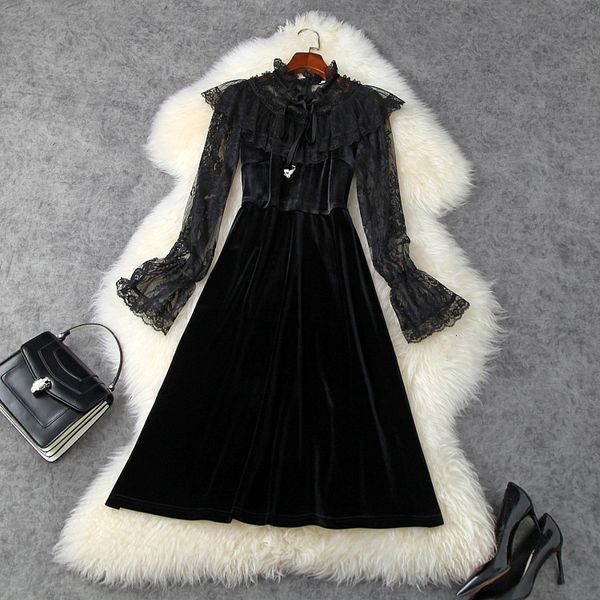 casual dresses fall autumn long sleeve round neck black pure color lace ribbon tie bow panelled mid-calf dress elegant lsp25t11342 wnpy, Black;gray
casual dresses fall autumn long sleeve round neck black pure color lace ribbon tie bow panelled mid-calf dress elegant lsp25t11342 wnpy, Black;gray