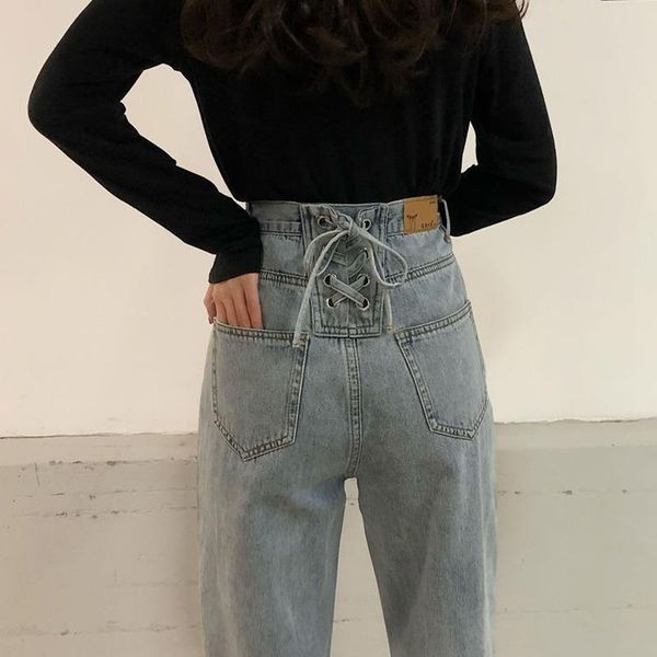 streetwear women jeans vintage high waist bandage loose design wide leg trousers straight denim korean style women's, Blue
streetwear women jeans vintage high waist bandage loose design wide leg trousers straight denim korean style women's, Blue
