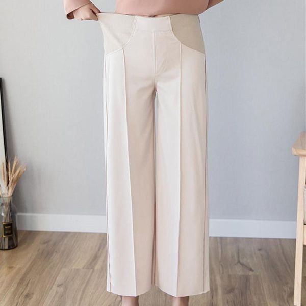 maternity bottoms 9/10 length thin wide leg pants elastic waist belly trousers clothes for pregnant women ol formal work pregnancy, White
maternity bottoms 9/10 length thin wide leg pants elastic waist belly trousers clothes for pregnant women ol formal work pregnancy, White
