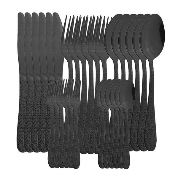30pcs/set black silverware set knives forks spoon dinnerware stainless steel tableware cutlery fork knife home kitchen sets
30pcs/set black silverware set knives forks spoon dinnerware stainless steel tableware cutlery fork knife home kitchen sets