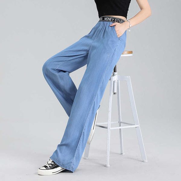 wide tencel jeans leg pants women's summer thin loose high waist drop casual ice silk, Blue
wide tencel jeans leg pants women's summer thin loose high waist drop casual ice silk, Blue