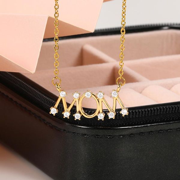 pendant necklaces classic gold color crystal mom for women stainless steel fashion choker charm zircon jewelry mother's day gift, Silver
pendant necklaces classic gold color crystal mom for women stainless steel fashion choker charm zircon jewelry mother's day gift, Silver