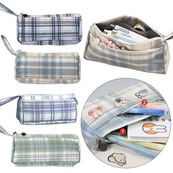 storage bags kawaii jk school pencil bag pen case japanese style retro plaid check lattice pouch handle wallet for stationery make up
storage bags kawaii jk school pencil bag pen case japanese style retro plaid check lattice pouch handle wallet for stationery make up