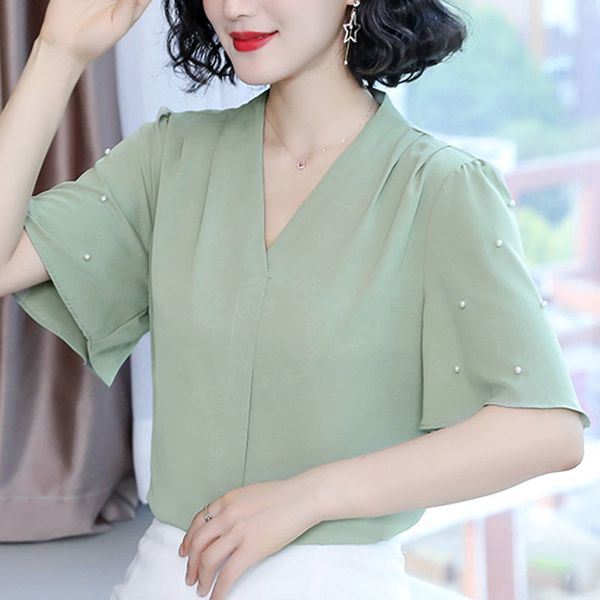 summer beading short sleeve blouse shirt women blusas mujer de moda blouse women v-neck chiffon blouse shirts d200 210426, White
summer beading short sleeve blouse shirt women blusas mujer de moda blouse women v-neck chiffon blouse shirts d200 210426, White