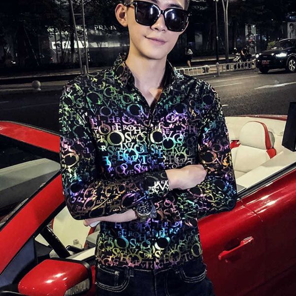 fashion letters print shirs for men slim fit streetwear chemise homme long sleeve social nightclub blouse casual shirt camisas 210527, White;black
fashion letters print shirs for men slim fit streetwear chemise homme long sleeve social nightclub blouse casual shirt camisas 210527, White;black