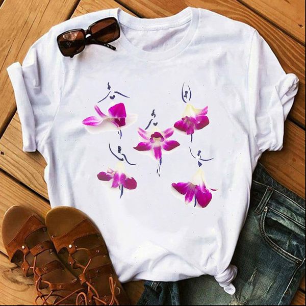 womens t shirts kawaii ladies flower ballet print short sleeve shirt women female tee summer, White
womens t shirts kawaii ladies flower ballet print short sleeve shirt women female tee summer, White