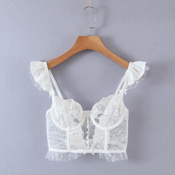 women's tanks & camis summer fashion transparent mesh embroidered hollow lace single-breasted, White
women's tanks & camis summer fashion transparent mesh embroidered hollow lace single-breasted, White
