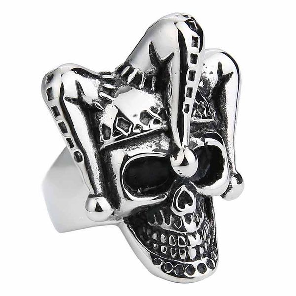 cluster rings valily jewelry gothic joker clown skull ring stainless steel punk for men finger band anel masculino ,us size 8--14, Golden;silver
cluster rings valily jewelry gothic joker clown skull ring stainless steel punk for men finger band anel masculino ,us size 8--14, Golden;silver