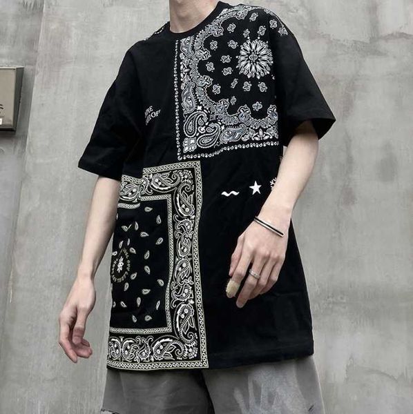 men' tank hiphop t-shirt men summer bandana streetwear black white tee tshirts loose fit paisley printed clothing, White;black
men' tank hiphop t-shirt men summer bandana streetwear black white tee tshirts loose fit paisley printed clothing, White;black