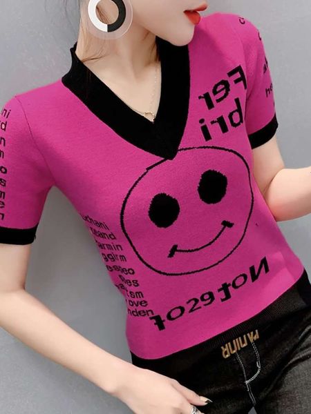 women's sweaters 2021 spring fashion v-neck short letter t-shirt half sleeve slim bottomed sweater t1p1, White;black
women's sweaters 2021 spring fashion v-neck short letter t-shirt half sleeve slim bottomed sweater t1p1, White;black