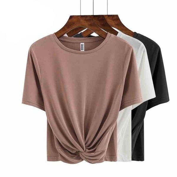 women's t-shirt summer loose o-neck short sleeve t women cotton solid tee femme casual fashion crop p385, White
women's t-shirt summer loose o-neck short sleeve t women cotton solid tee femme casual fashion crop p385, White