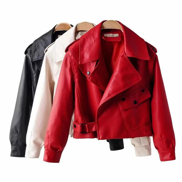 women's leather & faux 2021 women jacket turn-down collar casual pu jackets female short loose motorcycle biker coat outwear, Black
women's leather & faux 2021 women jacket turn-down collar casual pu jackets female short loose motorcycle biker coat outwear, Black