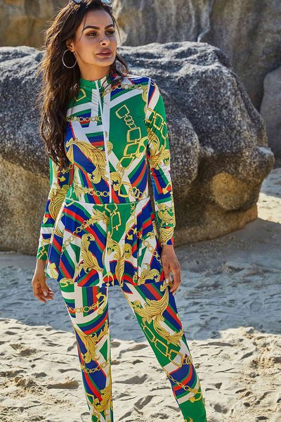 printed high collar long sleeve sunscreen one new piece summer muslim all around swimsuit, White;black
printed high collar long sleeve sunscreen one new piece summer muslim all around swimsuit, White;black