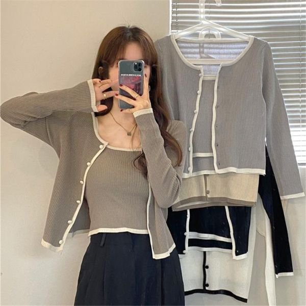 women's knits & tees spring korean 2021 gentle short outer wear knitted long sleeve cardigan all-match slimming vest sling fashion zy59, White
women's knits & tees spring korean 2021 gentle short outer wear knitted long sleeve cardigan all-match slimming vest sling fashion zy59, White