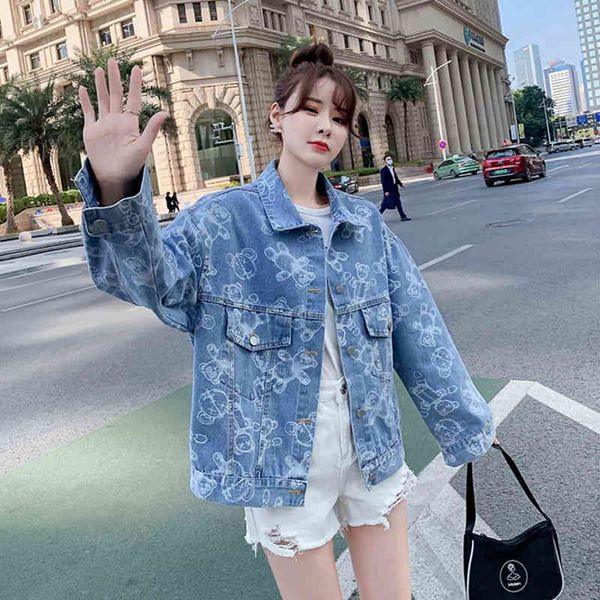 women's jackets denim female jacket spring and fall skinny korean fashion released from cartoon bear print jeans 4r5z, Black;brown
women's jackets denim female jacket spring and fall skinny korean fashion released from cartoon bear print jeans 4r5z, Black;brown