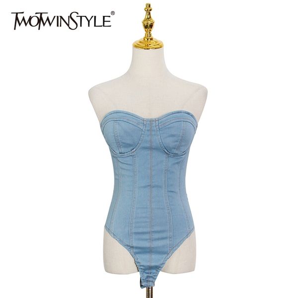 slim denim jumpsuit for women strapless sleeveless high waist bodysuit female fashion clothing summer 210521, Black;white
slim denim jumpsuit for women strapless sleeveless high waist bodysuit female fashion clothing summer 210521, Black;white