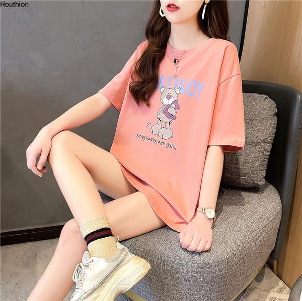 women's t-shirt loose fashion t shirt plus size print o-neck casual mid-length short sleeve cartoon bear summer houthion, White
women's t-shirt loose fashion t shirt plus size print o-neck casual mid-length short sleeve cartoon bear summer houthion, White