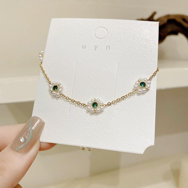 charm bracelets minar korea elegant green color bling cz zircon flower for women ladies simulated pearl titanium steel bracelet, Golden;silver
charm bracelets minar korea elegant green color bling cz zircon flower for women ladies simulated pearl titanium steel bracelet, Golden;silver