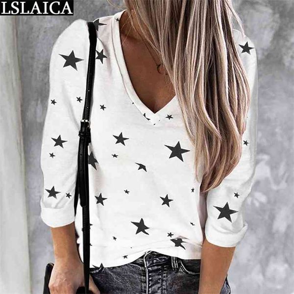 casual t shirt women autumn stars print long sleeve v neck ladies streetwear plus size womens clothing mulher camisetas 210515, White
casual t shirt women autumn stars print long sleeve v neck ladies streetwear plus size womens clothing mulher camisetas 210515, White