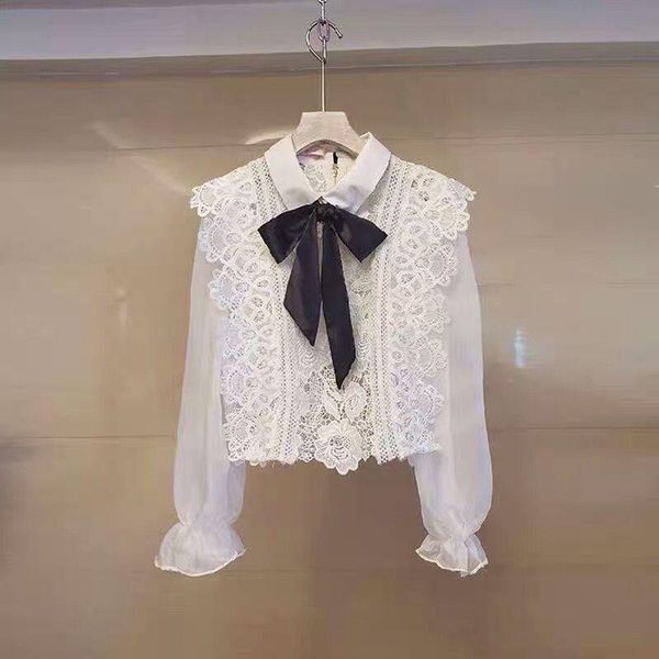 women's blouses & shirts women blouse winter lace bow for blusas ropa de mujer, White
women's blouses & shirts women blouse winter lace bow for blusas ropa de mujer, White