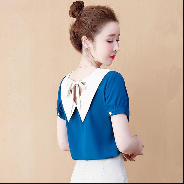 spring summer style chiffon casual women blouses short lantern sleeve peter pan collar blusas zz0821, White
spring summer style chiffon casual women blouses short lantern sleeve peter pan collar blusas zz0821, White