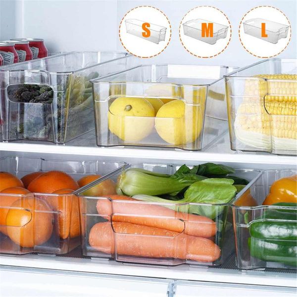 storage bottles & jars s/m/l pet compartment refrigerator drawer organizer bin transparent fridge containers box for pantry er