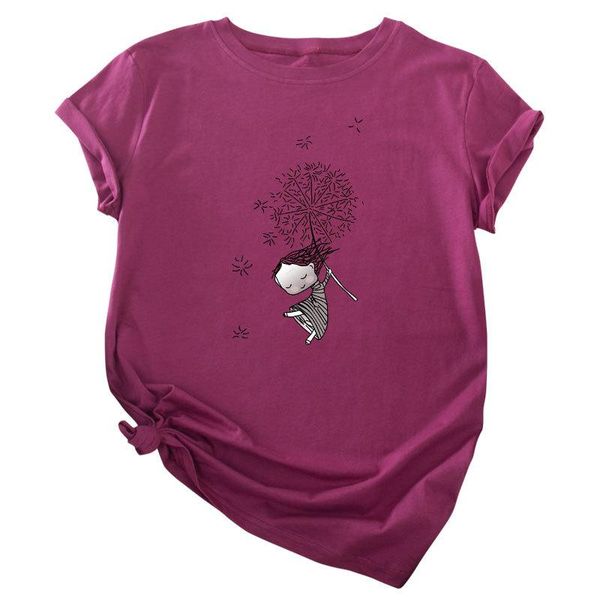women's t-shirt 2021 fashion casual multicolor dandelion print short-sleeved round neck cotton top, White
women's t-shirt 2021 fashion casual multicolor dandelion print short-sleeved round neck cotton top, White