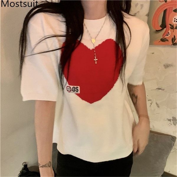 heart knitted pullover sweater women summer short sleeve o-neck thin knitwear korean vintage elegant ladies jumpers 210513, White;black
heart knitted pullover sweater women summer short sleeve o-neck thin knitwear korean vintage elegant ladies jumpers 210513, White;black