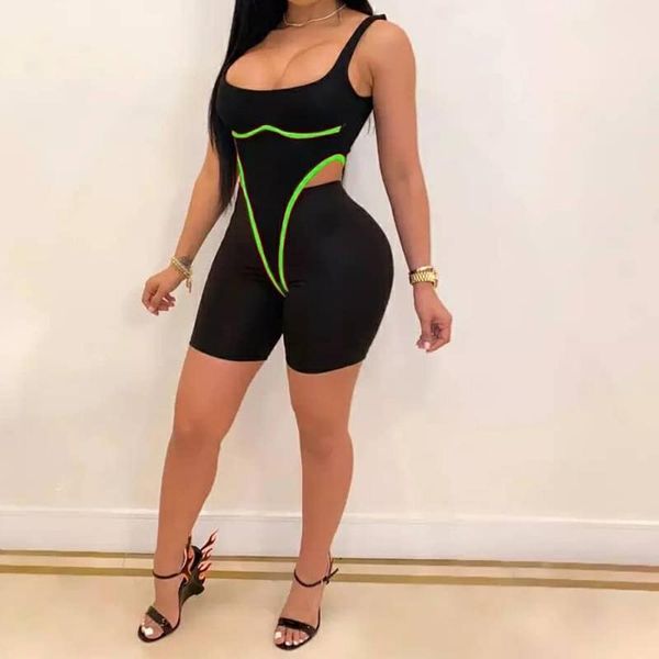 women's tracksuits neon color stripe trendy bodycon women sport 2 piece sets sling backless bodysuit and hip-fitting shorts seamle, Gray
women's tracksuits neon color stripe trendy bodycon women sport 2 piece sets sling backless bodysuit and hip-fitting shorts seamle, Gray