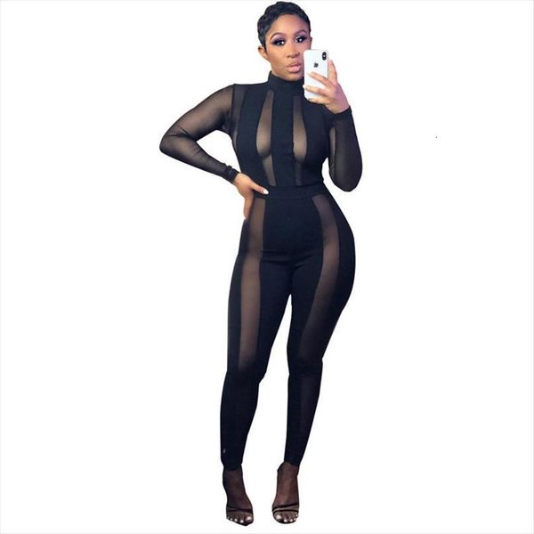 black sheer mesh patchwork women rompers see through long pants overalls night club party bodycon catsuit, Black;white
black sheer mesh patchwork women rompers see through long pants overalls night club party bodycon catsuit, Black;white