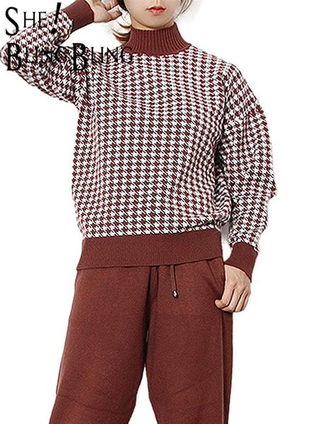 houndstooth knit women sweater costume thick turtleneck winter oversized loose pullover sweaters 2 pieces sets 210523, White;black
houndstooth knit women sweater costume thick turtleneck winter oversized loose pullover sweaters 2 pieces sets 210523, White;black