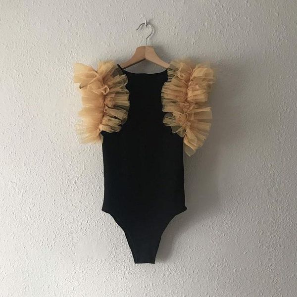 simple classic black onesie mesh sleeve body with tulle ruffles shirt o-neck birthday party plus size custom made women's t-shirt, White
simple classic black onesie mesh sleeve body with tulle ruffles shirt o-neck birthday party plus size custom made women's t-shirt, White