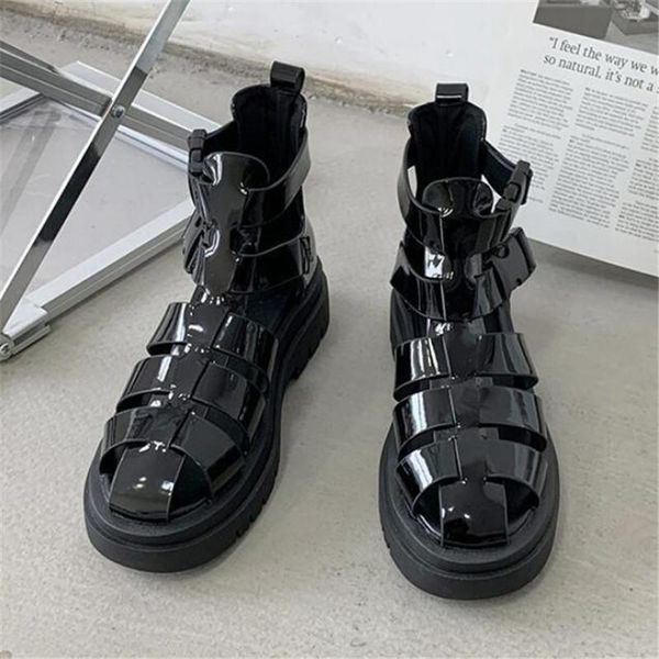 sandals roman shoes women 2021 summer patent leather women's casual heightening hollow student thick-soled, Black
sandals roman shoes women 2021 summer patent leather women's casual heightening hollow student thick-soled, Black
