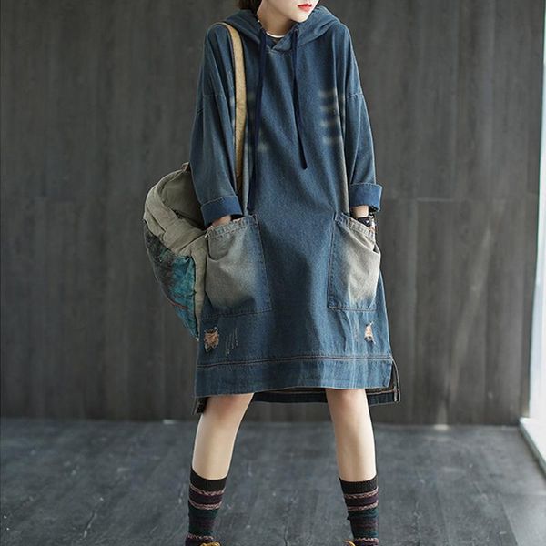 casual dresses fairynatural korean designer women ripped denim dress ladies retro hooded elegant vestidos autumn spring, Black;gray
casual dresses fairynatural korean designer women ripped denim dress ladies retro hooded elegant vestidos autumn spring, Black;gray