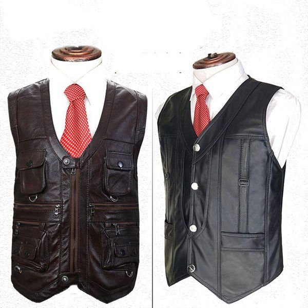 men's vests 2021 winter cowhide genuine leather vest men brown waistcoat male sleeveless jacket thick motorcycle multi pocket zipper, Black;white
men's vests 2021 winter cowhide genuine leather vest men brown waistcoat male sleeveless jacket thick motorcycle multi pocket zipper, Black;white