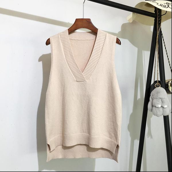 women sweater v neck knitted vest womens autumn and winter korean loose wild sleeveless, White;black
women sweater v neck knitted vest womens autumn and winter korean loose wild sleeveless, White;black