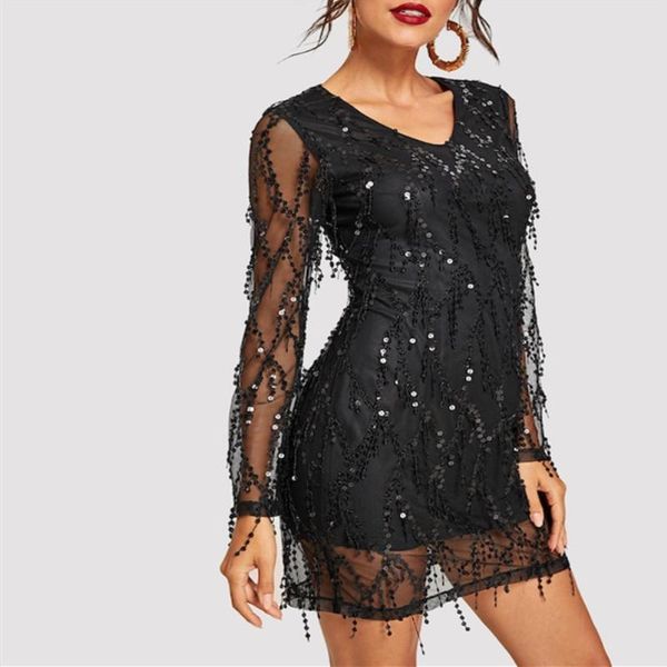 casual dresses tassel sequin dress women lace sparkly party female v-neck see through elegant formal mini, Black;gray
casual dresses tassel sequin dress women lace sparkly party female v-neck see through elegant formal mini, Black;gray