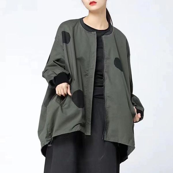 women's jackets woman dot print bat sleeved autumn cotton plus size 2021 female casual outwear, Black;brown
women's jackets woman dot print bat sleeved autumn cotton plus size 2021 female casual outwear, Black;brown