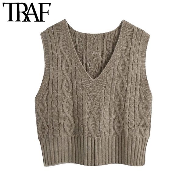 women fashion with ribbed trims cable knitted vest sweater vintage v neck sleeveless female waistcoat chic 210507, White
women fashion with ribbed trims cable knitted vest sweater vintage v neck sleeveless female waistcoat chic 210507, White
