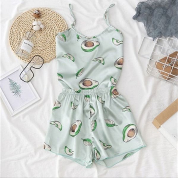 imitation silk suspender printed green female temptation home clothes two-piece set 211203, Black;white
imitation silk suspender printed green female temptation home clothes two-piece set 211203, Black;white