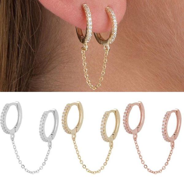 hoop & huggie caoshi 1pc fashion women's earrings two mini circles link chain with brilliant cz personality party jewelry 3 colors avai, Golden;silver
hoop & huggie caoshi 1pc fashion women's earrings two mini circles link chain with brilliant cz personality party jewelry 3 colors avai, Golden;silver