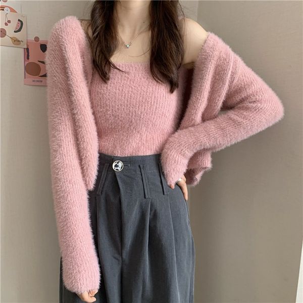 women's sweaters korean-style cashmere mink with cleavage in v imitation mohair long sleeve sweater + mesh sling two female garments wi, White;black
women's sweaters korean-style cashmere mink with cleavage in v imitation mohair long sleeve sweater + mesh sling two female garments wi, White;black