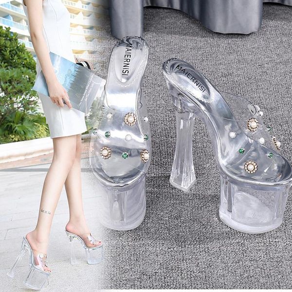 slippers women's nightclub shoes plus size catwalk dance performance transparent crystal high heels platform top, Black
slippers women's nightclub shoes plus size catwalk dance performance transparent crystal high heels platform top, Black