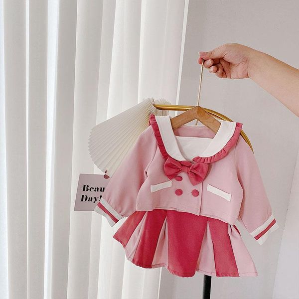 clothing sets pink children's girls set pleated skirt+bow coat autumn baby girl korean college style sweet princess two-piece, White
clothing sets pink children's girls set pleated skirt+bow coat autumn baby girl korean college style sweet princess two-piece, White