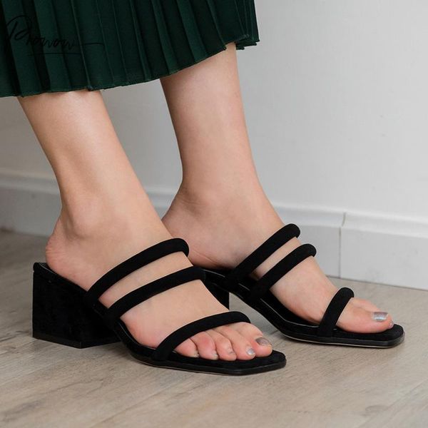 slippers prowow fashon spring summer genuine leather shoes woman open toe chunky heel women mules, Black
slippers prowow fashon spring summer genuine leather shoes woman open toe chunky heel women mules, Black