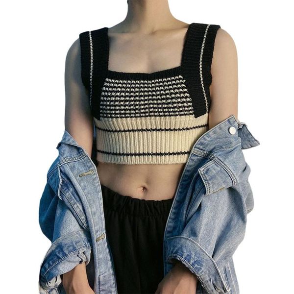 women's t-shirt hirigin fashion women striped print tank sleeveless square neck slim fit knit crop vest, White
women's t-shirt hirigin fashion women striped print tank sleeveless square neck slim fit knit crop vest, White