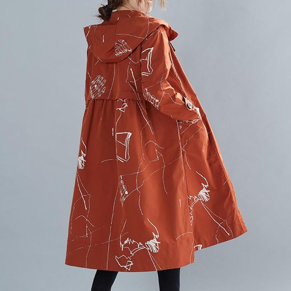 women's trench coats ieqj 2021 autumn winter printed windbreaker female zipper hooded double pocket coat women fashion clothing 3w371, Tan;black
women's trench coats ieqj 2021 autumn winter printed windbreaker female zipper hooded double pocket coat women fashion clothing 3w371, Tan;black