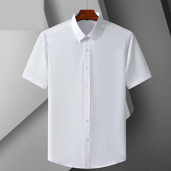 men's casual shirts summer mens short sleeve white oversized button up shirt stretch ice silk men dress for work business clothes, White;black
men's casual shirts summer mens short sleeve white oversized button up shirt stretch ice silk men dress for work business clothes, White;black